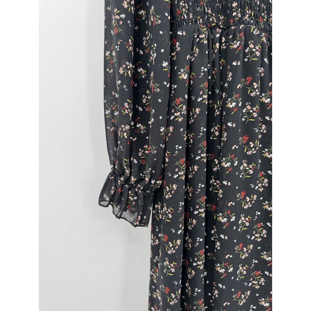 Hesperus Smocked Mini Dress Dark Floral Romantic Plus Size 2X - Picture 4 of 10